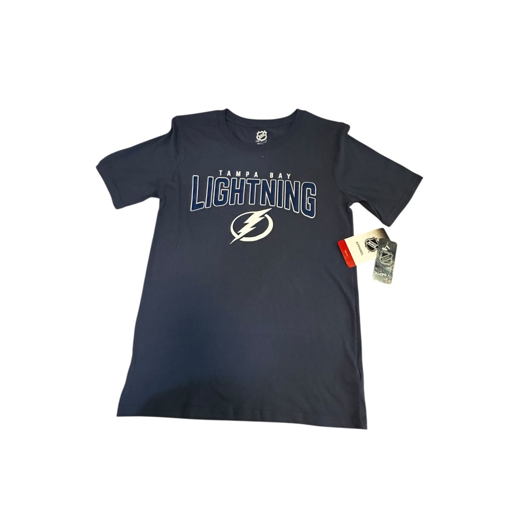 NWT NHL Tampa Bay Lightning Youth Large 14/16 Navy Graphic T Shirt Hockey